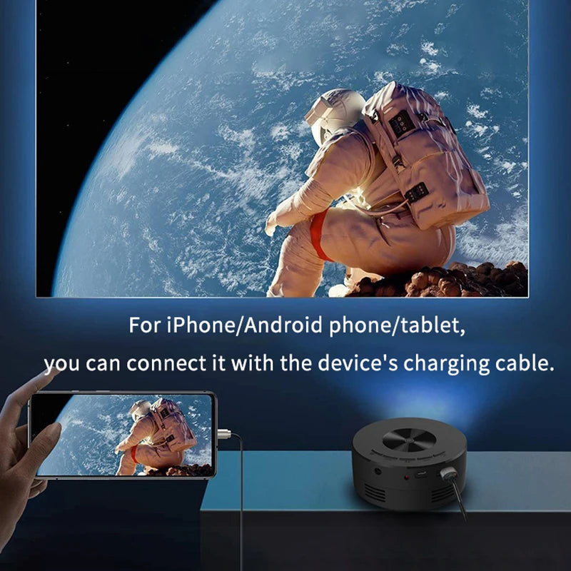 Projecteur HD 1080P — projection grand écran 120 pouces soirée camping NovaByte