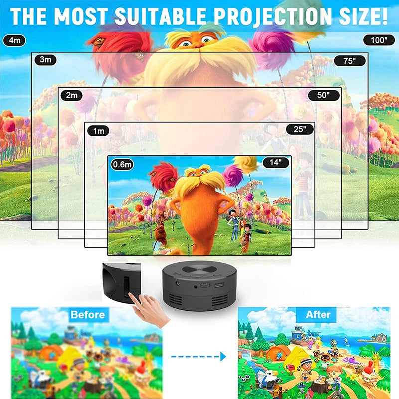 Mini projecteur 1080P — connectique HDMI USB compatible smartphone NovaByte