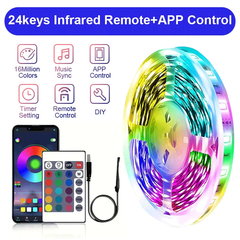 Bande LED RGB musicale — capteur son intégré réaction automatique NovaByte