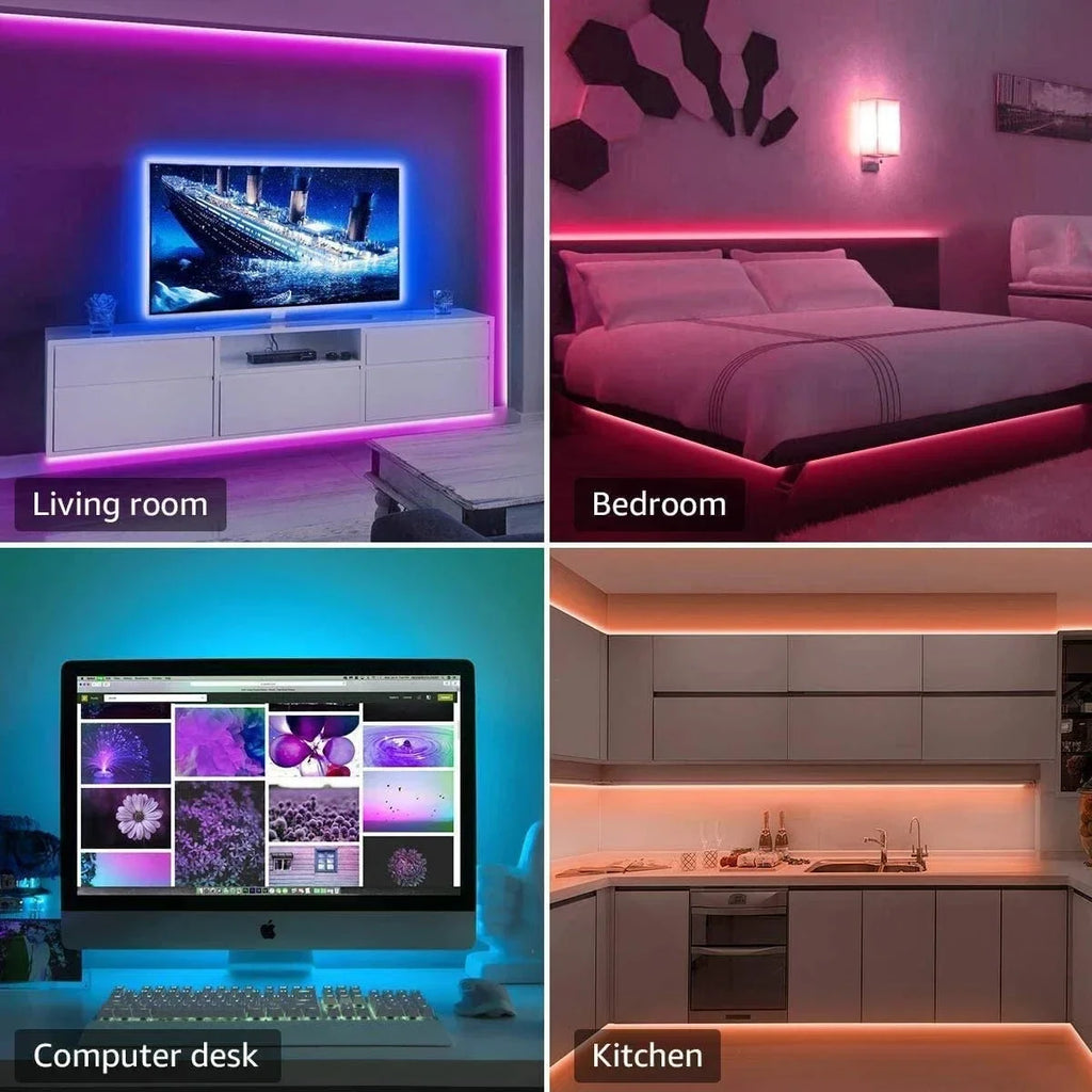 Ruban LED 5050 RGB intelligent — installation facile chambre bureau gaming NovaByte