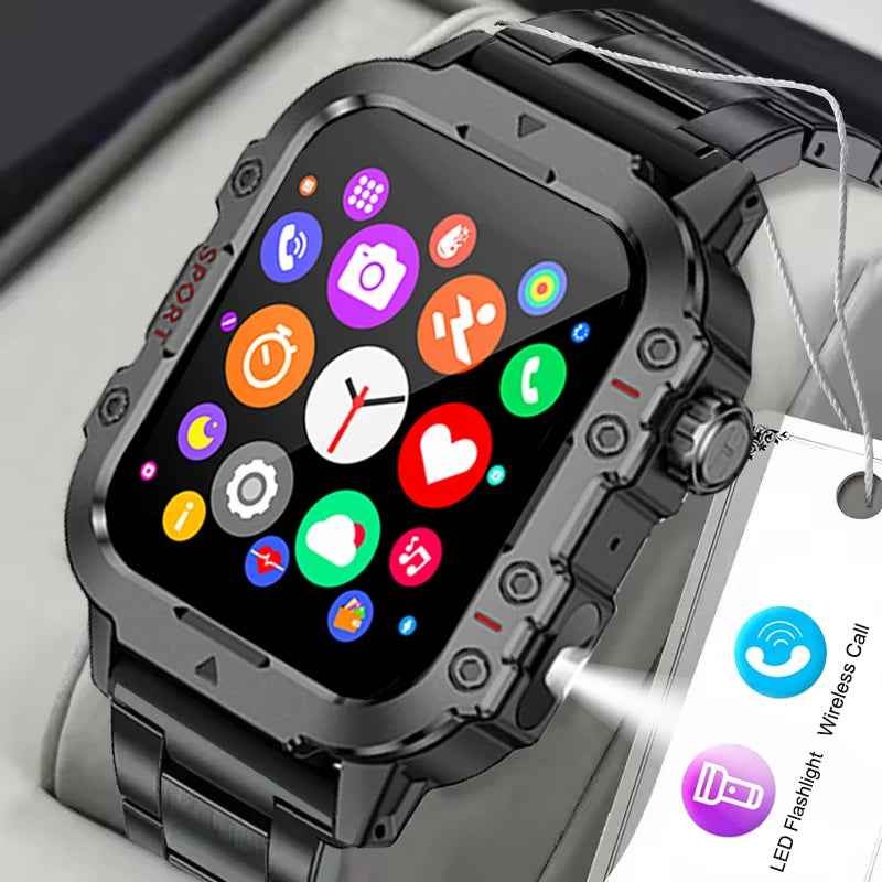 Montre militaire connectée homme — robuste IP67 GPS appels Bluetooth NovaByte