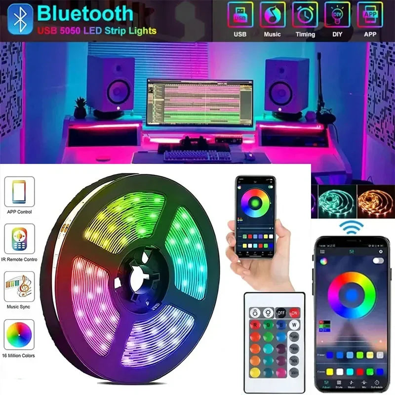 Ruban LED intelligent 5050 RGB — contrôle Bluetooth application mobile NovaByte
