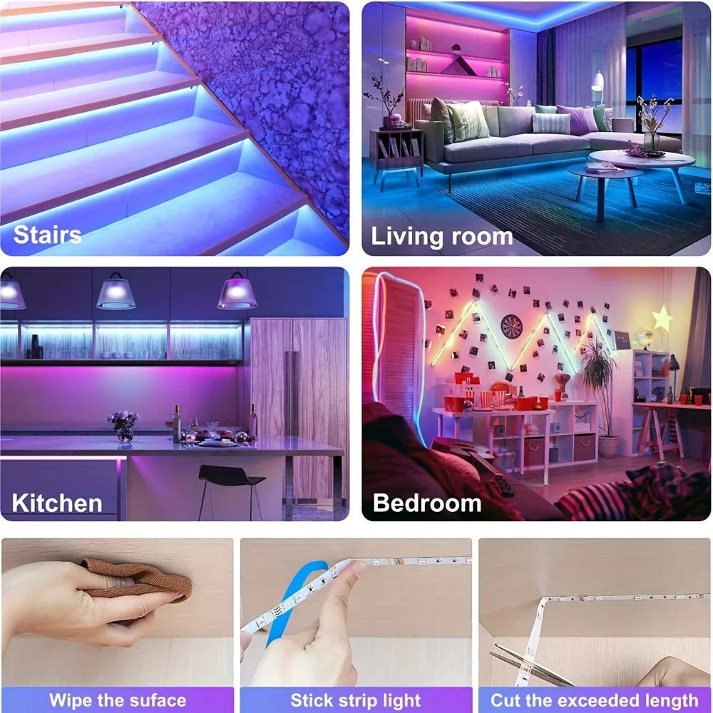 Strip LED RGB musicale — installation facile chambre salon gaming NovaByte