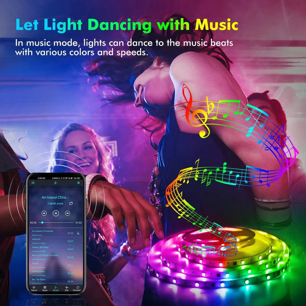 Strip LED 5050 RGB Bluetooth — millions de couleurs télécommande incluse NovaByte
