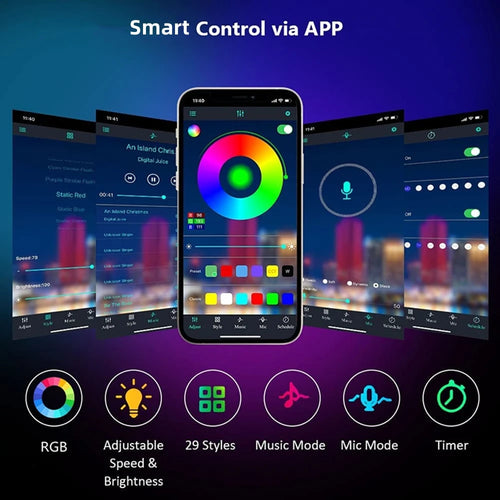 Strip LED RGB musicale — réagit au rythme de la musique contrôle app NovaByte