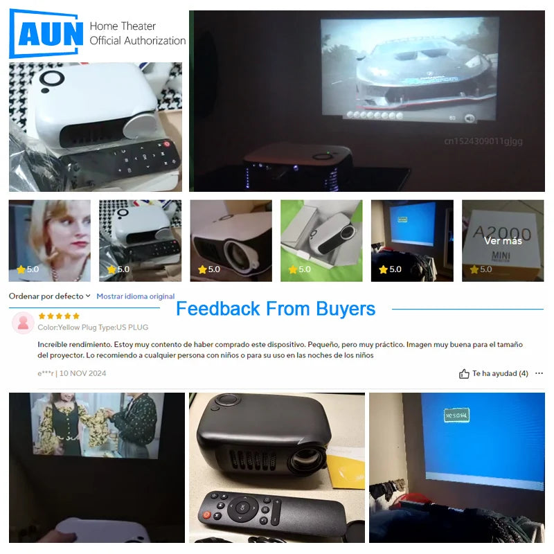 Mini projecteur 4K — design slim portable vue profil professionnel NovaByte