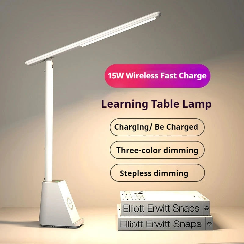 Lampe de bureau LED pliable 15W recharge sans fil — NovaByte Store Belgique