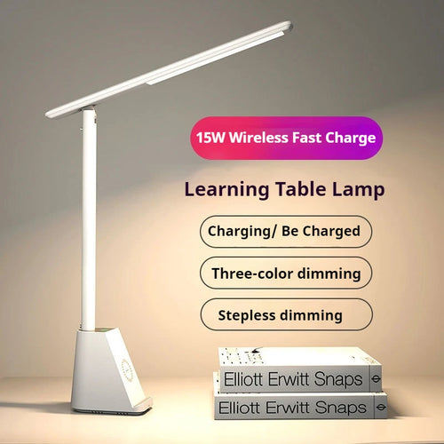 Lampe de bureau LED pliable 15W recharge sans fil — NovaByte Store Belgique